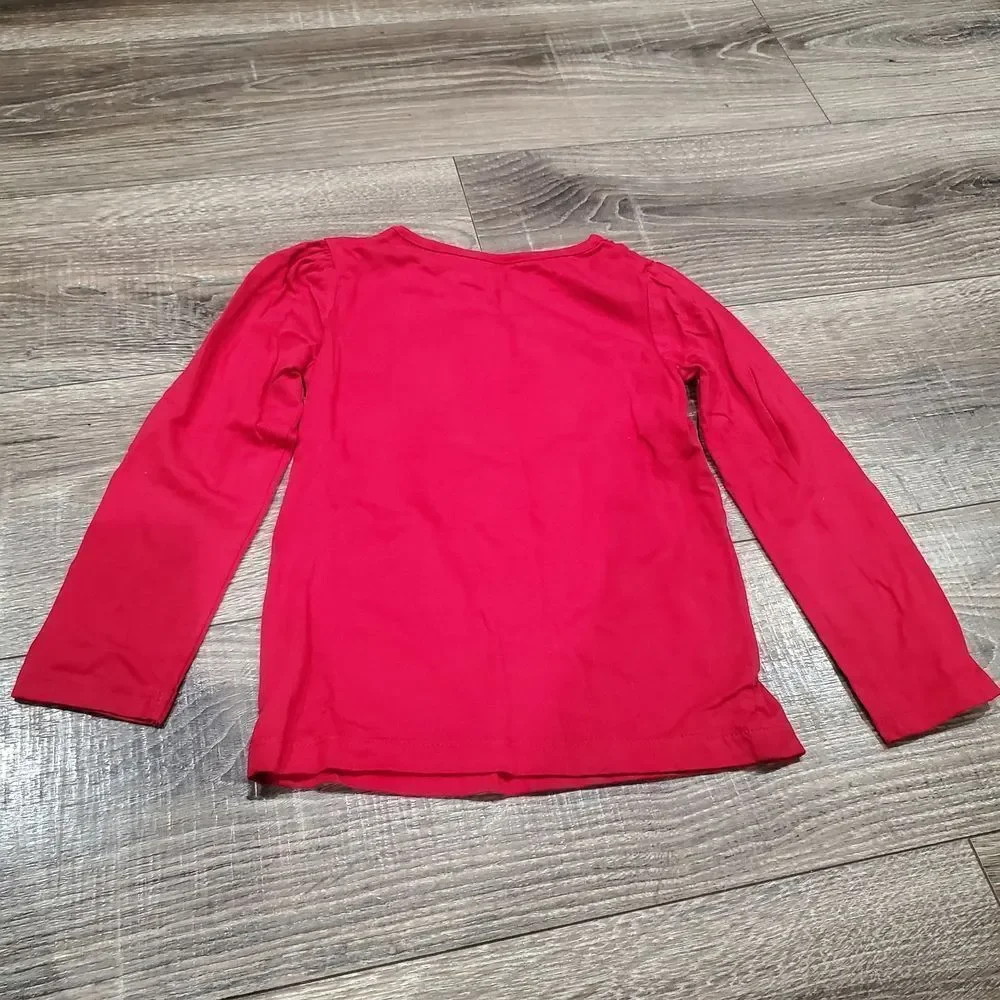 Girls Matching Outfit Set Size 4-5 Red Christmas Tree Top and Black Leggings Set